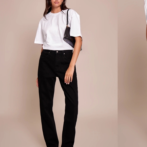 PrettyLittleThing Pants - NWTPrettyLittleThing Charcoal Washed Black High Waist StraightLeg DenimJean sz 8